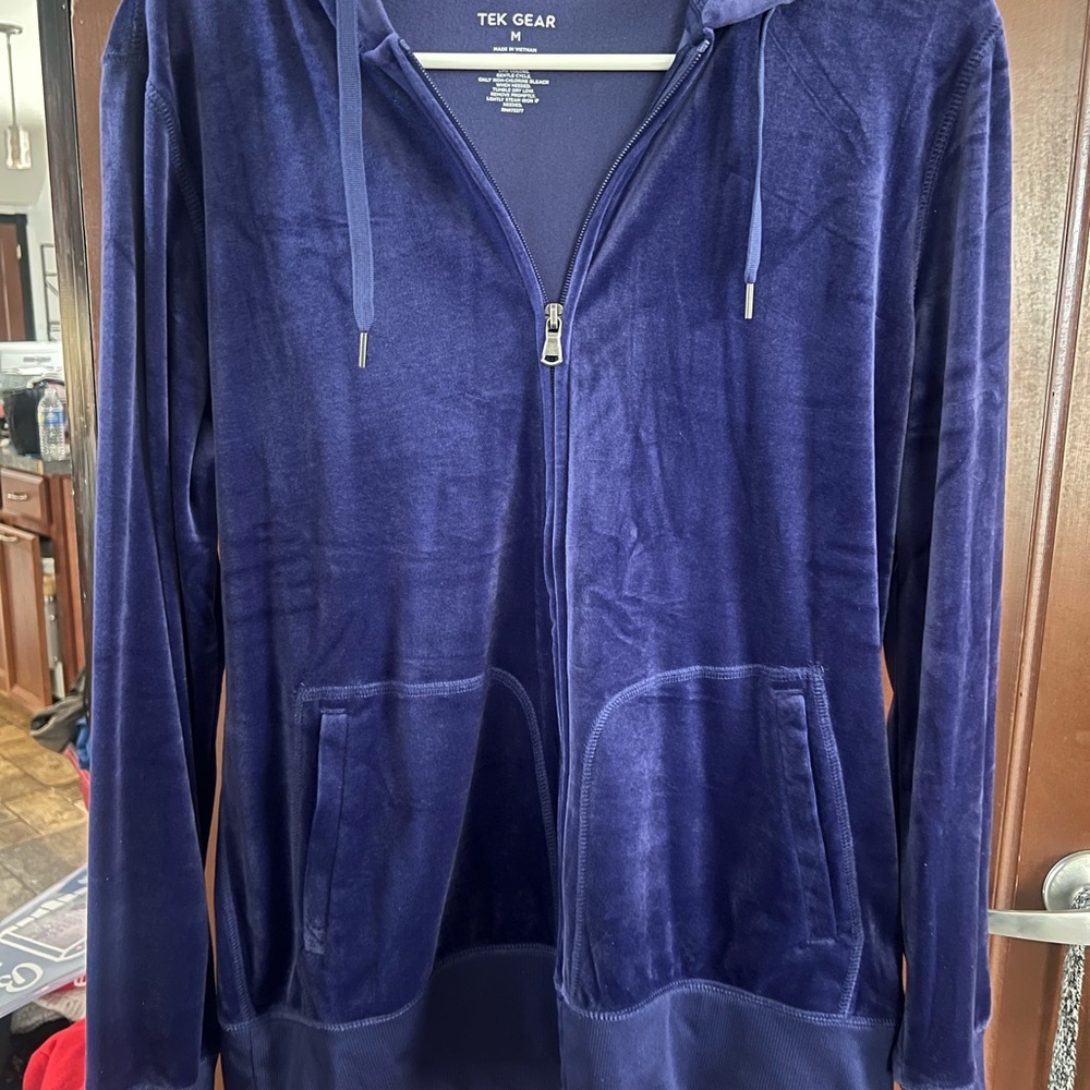 Tek Gear Women's Medium Deep Blue Velour Jacket